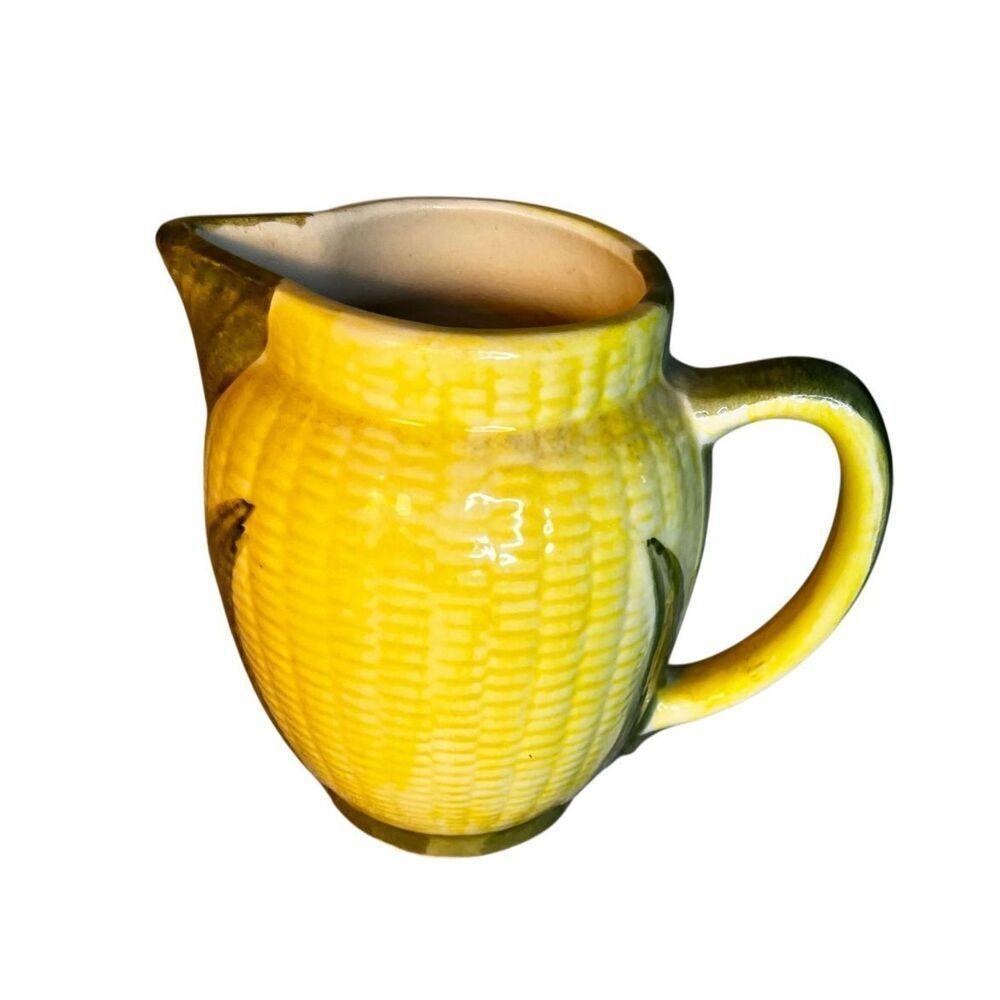 VTG Mid Century Low Fire Glaze Corn Creamer Hand Painted 1945 Cash Family TN